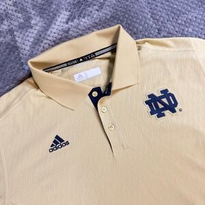 Adidas Notre Dame Fighting Irish Climalite Polo Shirt Mens XL Gold Short Sleeve